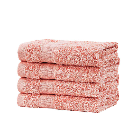 Samland Premium Cotton Washcloths 4-Pack Quick-Dry Face Towels Set-Coral