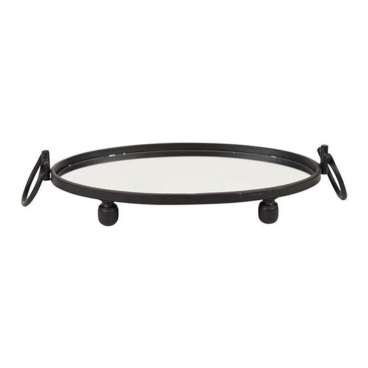 Eliza Mirror Tray with Handles - Oval - Black