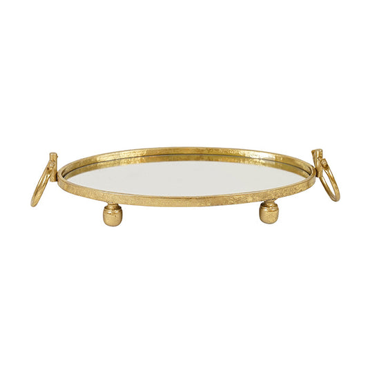 Eliza Mirror Tray with Handles - Oval - Gold