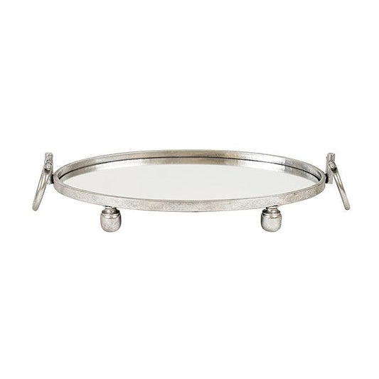 Eliza Mirror Tray with Handles - Oval - Silver