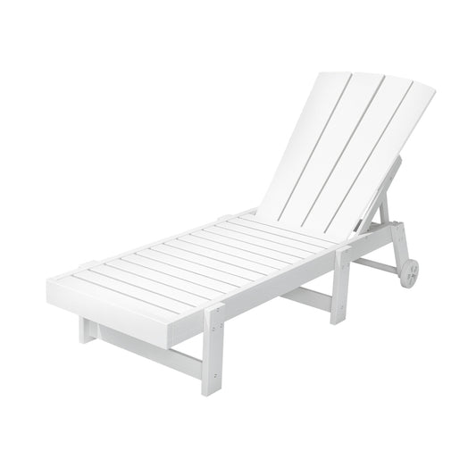 Gardeon Sun Lounge Beach Chair HDPE Adirondack Lounger Patio Outdoor Furniture with Wheels White