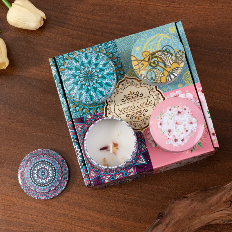 4 Pack Scented Candles Gifts for Women: Aromatherapy Candle Set, Soy Candles for Home Scented, Up to 120H Burning, Candle Gift Set for Bath Meditation Birthday, Diwali, Thanksgiving, Christmas Gifts